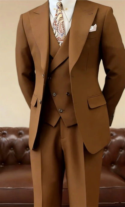 Classic Black Men's Suits 3 Pcs Jacket+Vest+Pant Fashion Groomsmen Suit Slim Fit Bespoke Formal Office Event Men's Suit