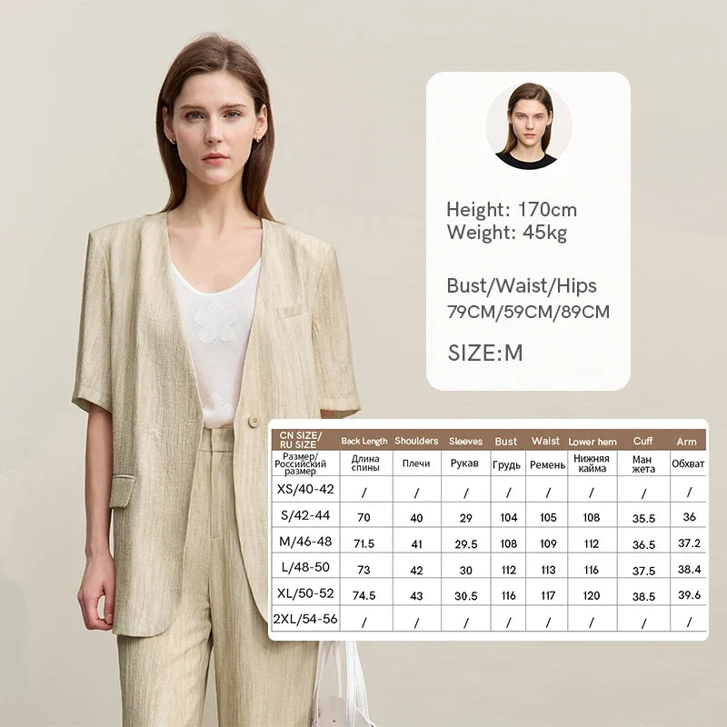 Women's Jacket 2026 Summer New Loose Casual V-neck Single Button Blazer Separate Versatile Wide-leg Women Trousers 12621092