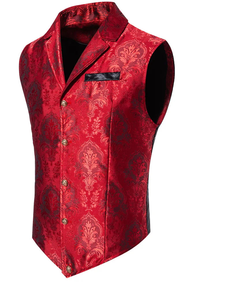 Men's Suit Vest Jacquard Smart Casual Single Breasted Slim Fit Waistcoat