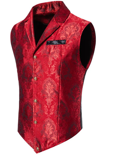 Men's Suit Vest Jacquard Smart Casual Single Breasted Slim Fit Waistcoat