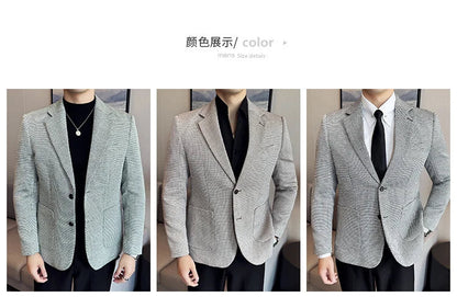 New Lmitation Linen Woven Slim Fit Suit Jacket Men Fashion Casual Business Blazers Wedding Social Party Dress Coats 4XL-M