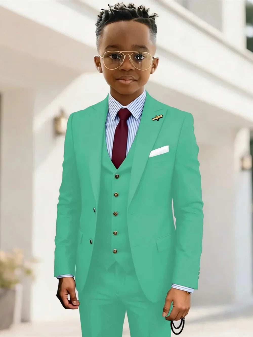 Formal Boys Suits 3 Pieces Wedding Ring Bearer Outfit Handsome Peak Lapel Homecoming Suit Set Fast Delivery Tuxedo 2-20T
