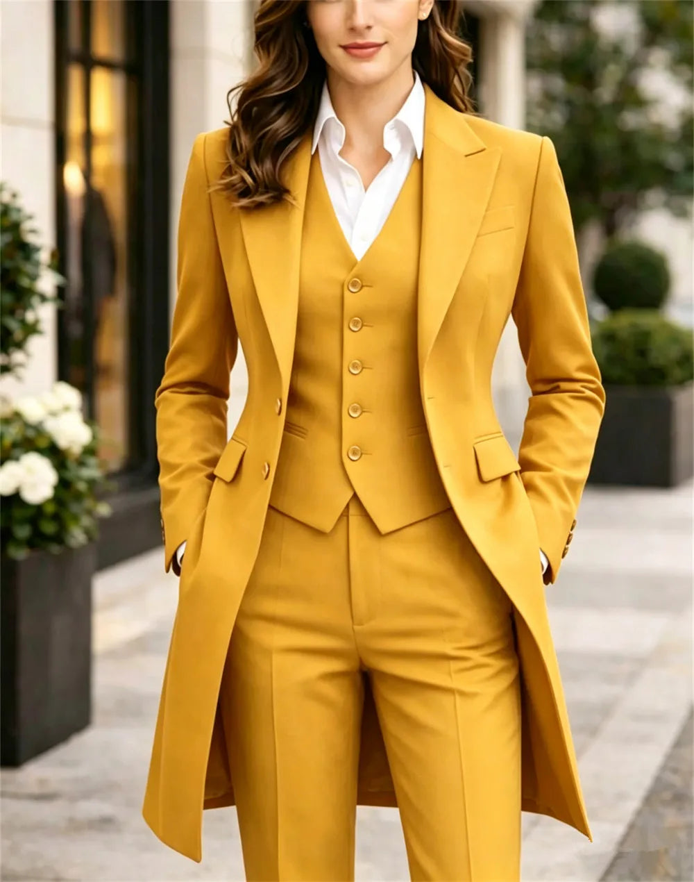 Women’s Burgundy Business Suit 3 Pieces Elegant Official Outfits Formal Event Wear Formal Outfit (Jacket+Vest+Pants)