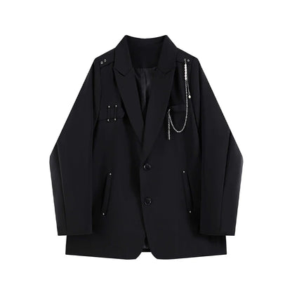 Women's Black Gothic Blazer Coat Vintage Fashion Streetwear Harajuku Long Sleeve Suit Jacket Emo 2000s Outerwear Clothes Autumn