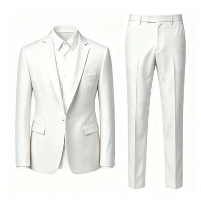 Men's Suit Set Wedding Elegant High Quality Blazer Pants Slim Fit Wrinkle Resistant Business Formal Breathable Durable