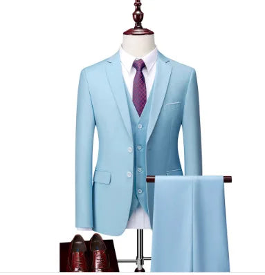 White Men Suits Slim Fit 3 Piece Double Breasted Suit Men Wedding Prom Party Business (Blazer+Vest+Pants) Wedding Suits for Men