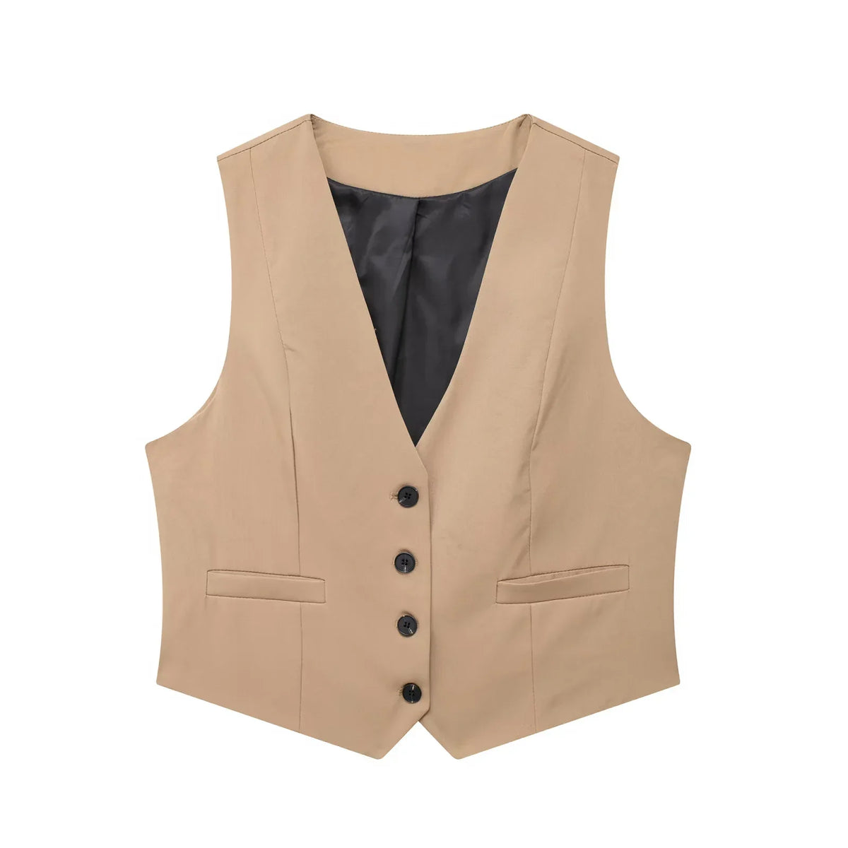 Cropped Formal Vests Woman Office Sleeveless Women's Suit Vest Summer Button Black White Short Vest Casual Working Vest