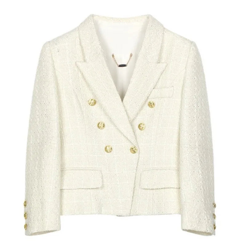 Single Breasted Solid Color Straight Jacket Versatile Ladies Loose Coats Fashion Round Neck Long Sleeves Outwear