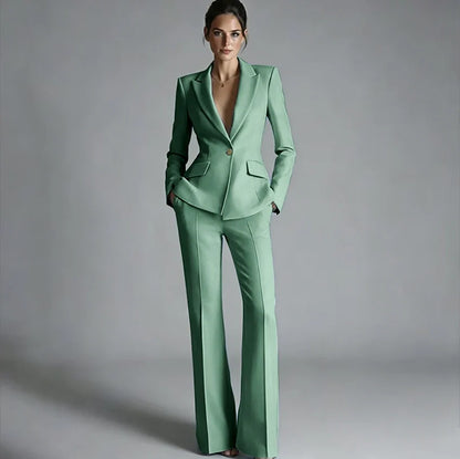 Elegant Women's One-Button Jacket+Pants Suit Set Classic Pink Peaked Lapel 2 Piece Formal Business Wedding Guest Outfit