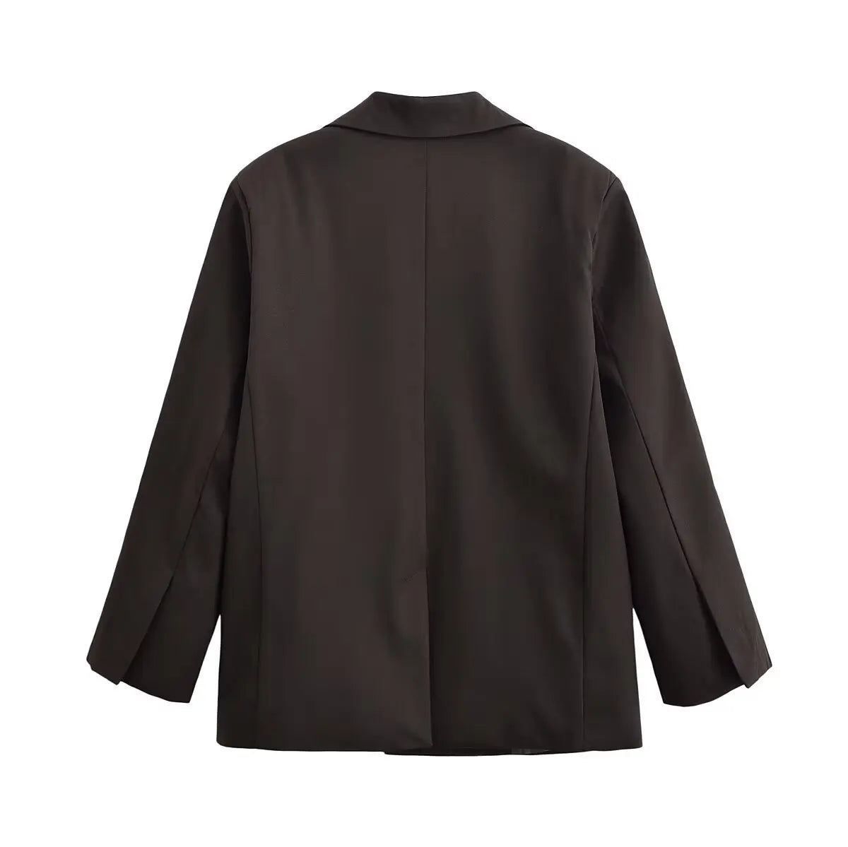 Autumn Women Fashion Solid Blazer Female High Street Pockets Turn-down Collar Single Button Commuter Casual Long Sleeve Coat