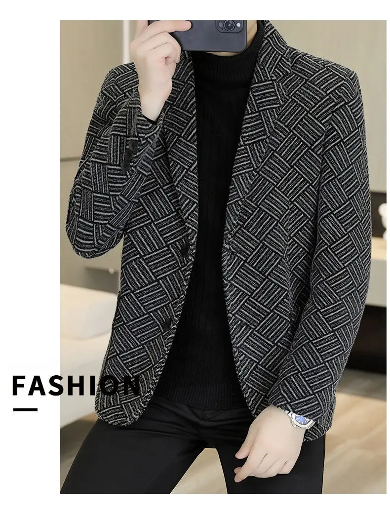 Blazer Autumn and Winter Men's Fashion Outdoor Travel Youth Wedding Slimming Casual Formal Wear with Cotton Warmth Blazer  2025