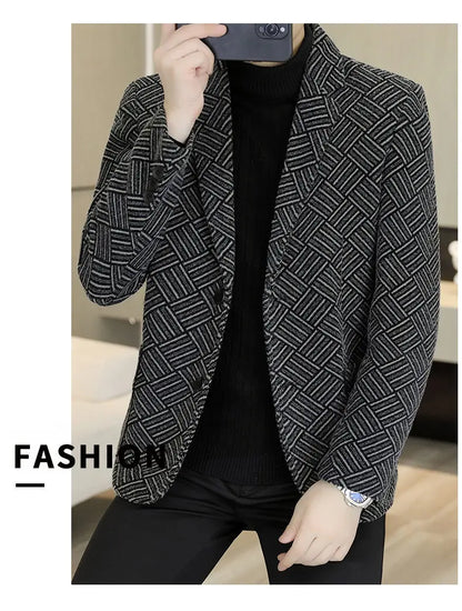 Blazer Autumn and Winter Men's Fashion Outdoor Travel Youth Wedding Slimming Casual Formal Wear with Cotton Warmth Blazer  2025