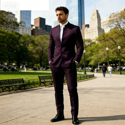 Men's Solid Color Business Terno Casual Workwear British Style Wedding Suit Performance Casual Male Suits Fashion