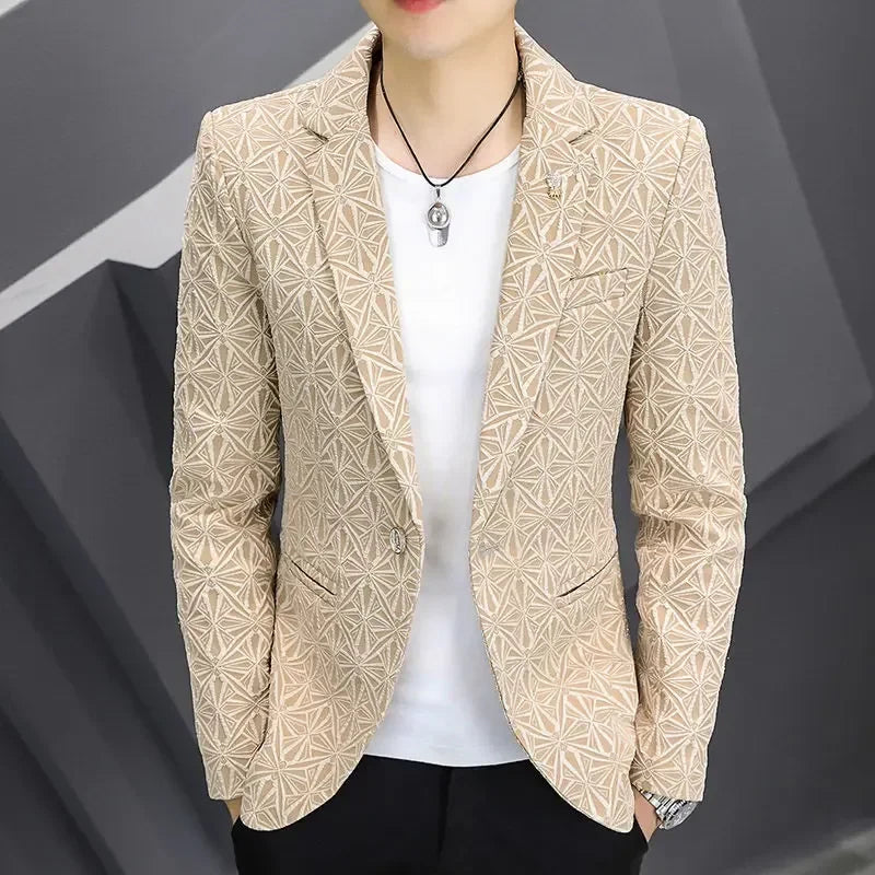Men's Slim Fit Blazer – Single Button Casual Suit Jacket for Autumn & Winter
