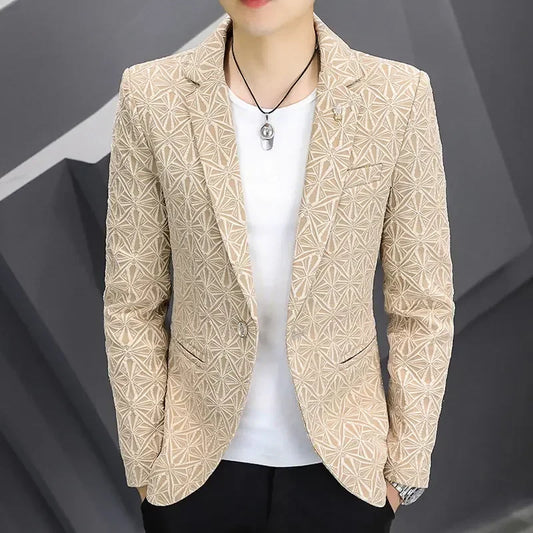 Men's Slim Fit Blazer – Single Button Casual Suit Jacket for Autumn & Winter
