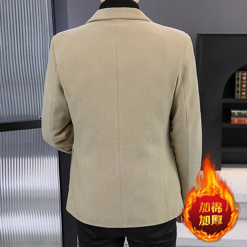 Blazer Men Fashionable Outdoor Wedding Versatile Slimming and Casual Korean Version Golden Mink Velvet Velvet and Cotton Blazer