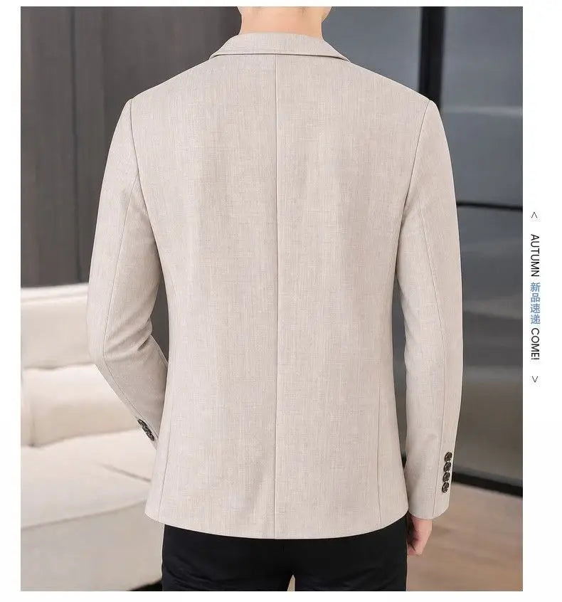 Men's Single-Breasted Blazer Smart Casual Slim Fit Jacket for Men Spring Autumn Blue Khaki Black