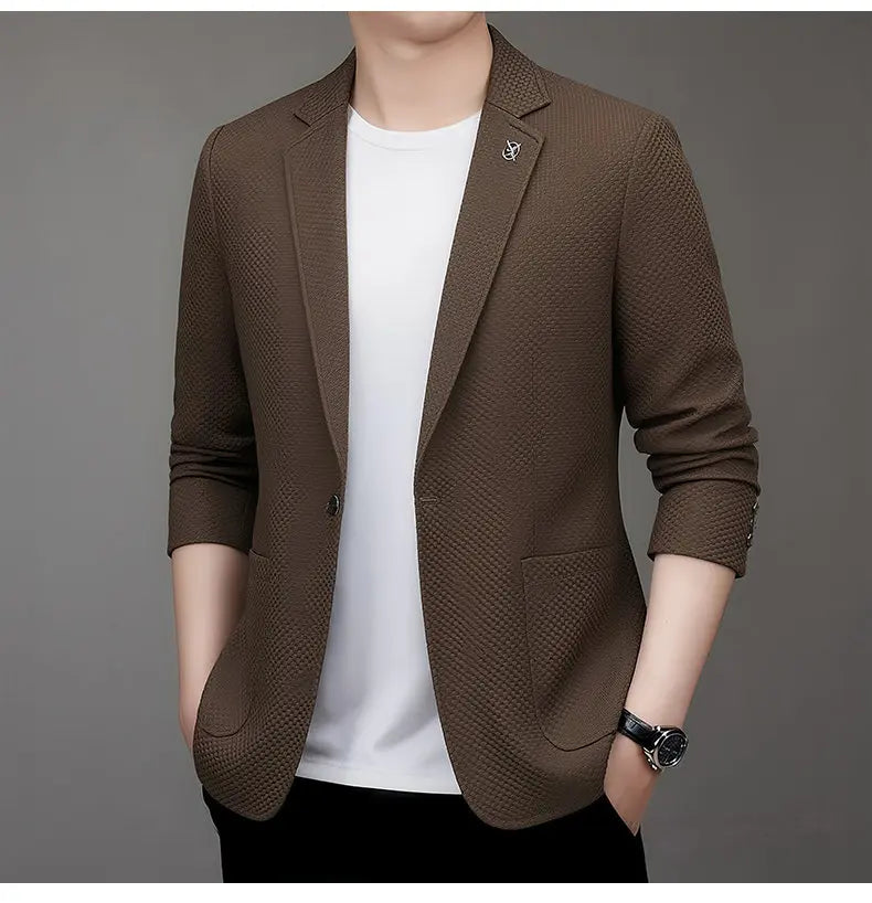 Men's Slim Fit Plaid Blazer for Weddings, Business & Casual Wear – Single Breasted