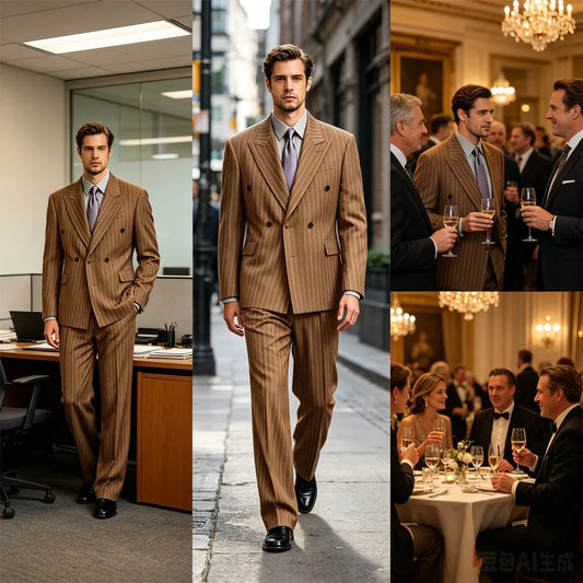 Men's Suit – Double Breasted Pinstripe 2-Piece for Weddings & Formal Occasions