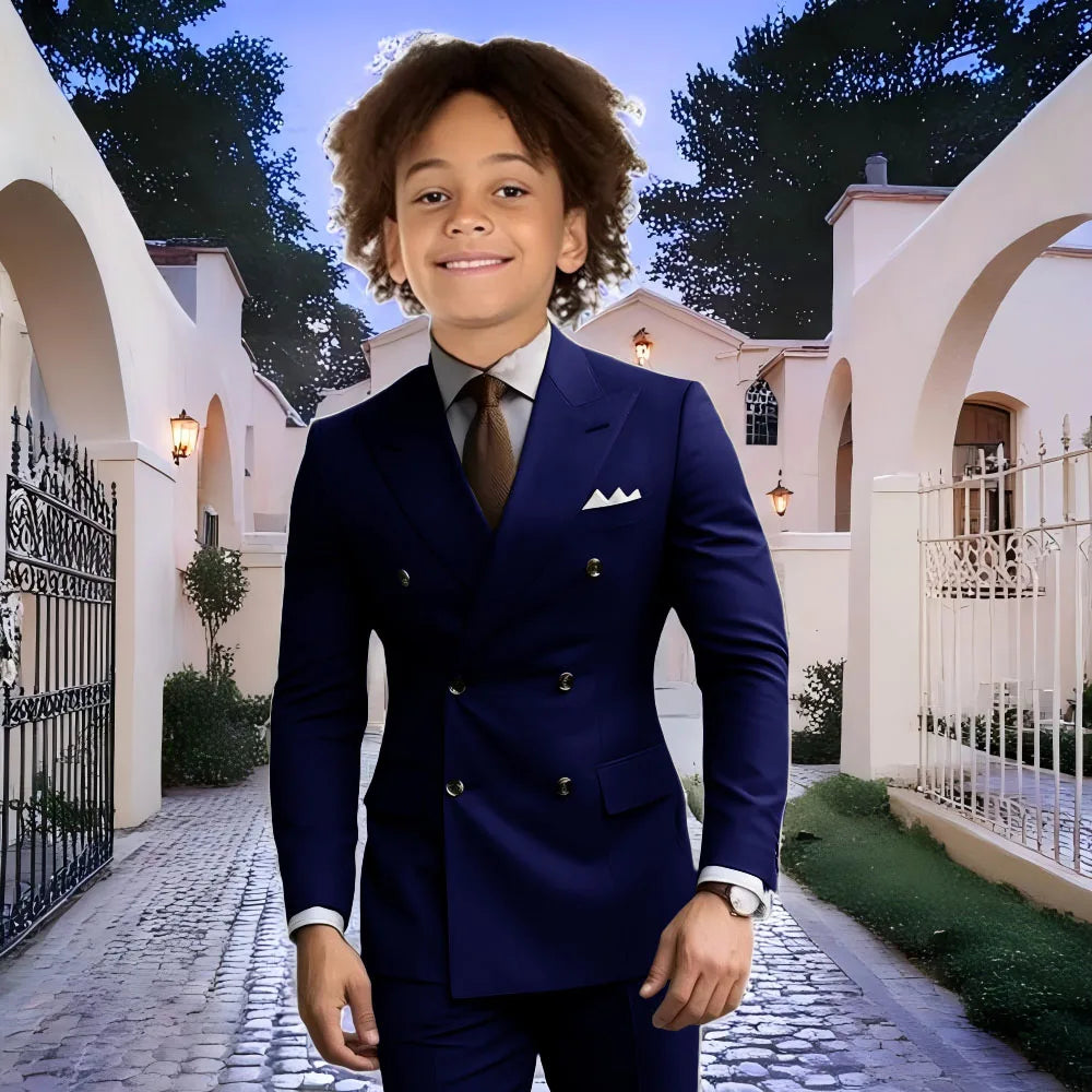 Fashion Light Grey Boy Suit Wedding Tuxedo Double Breasted Formal Child Jacket 2 Piece Blazer Pants costume enfant garçon