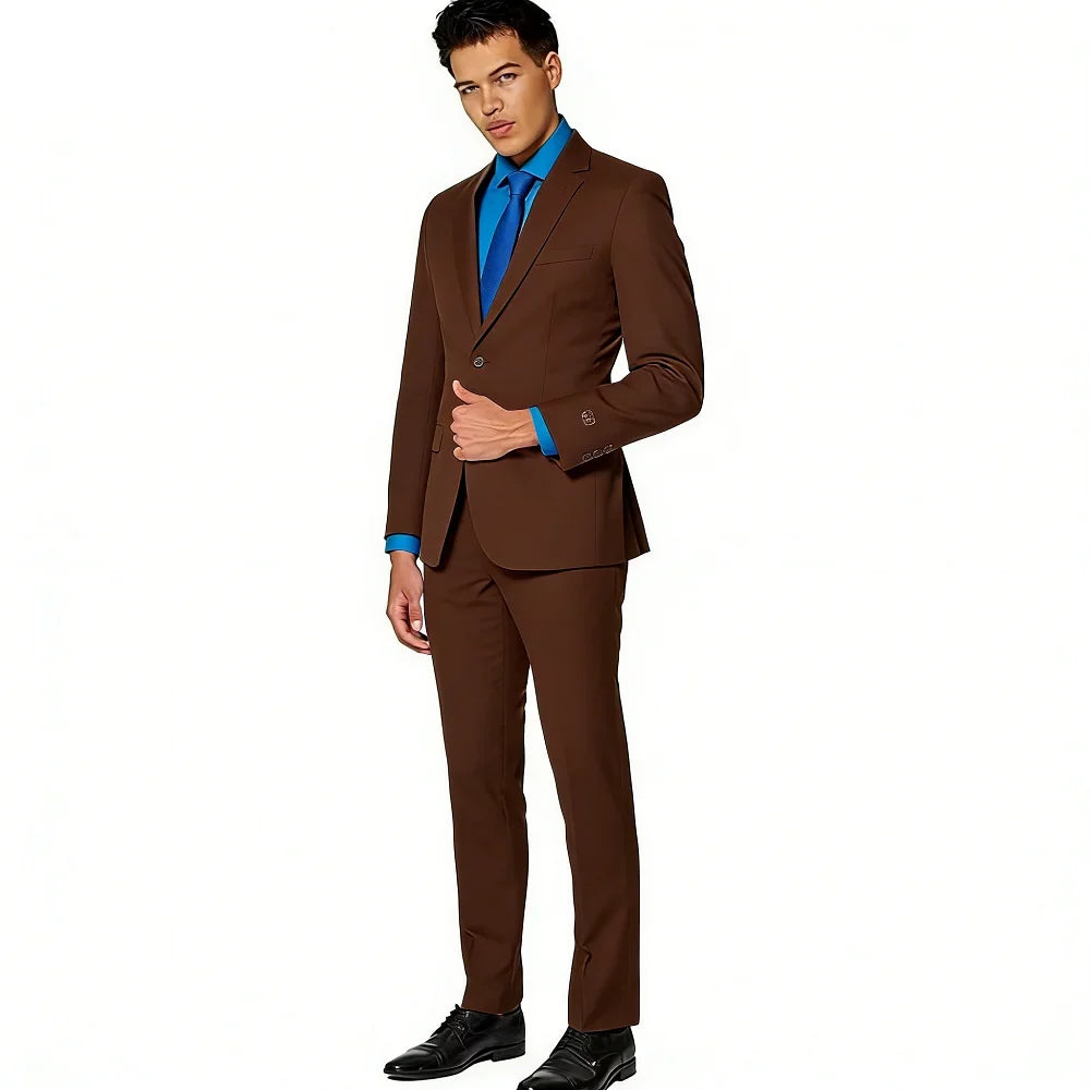 2 Pieces Business Costumes Smoking Jacket Pants Two Buttons Party Tuxedo Dress Single Breasted Men Suits For Wedding Groom