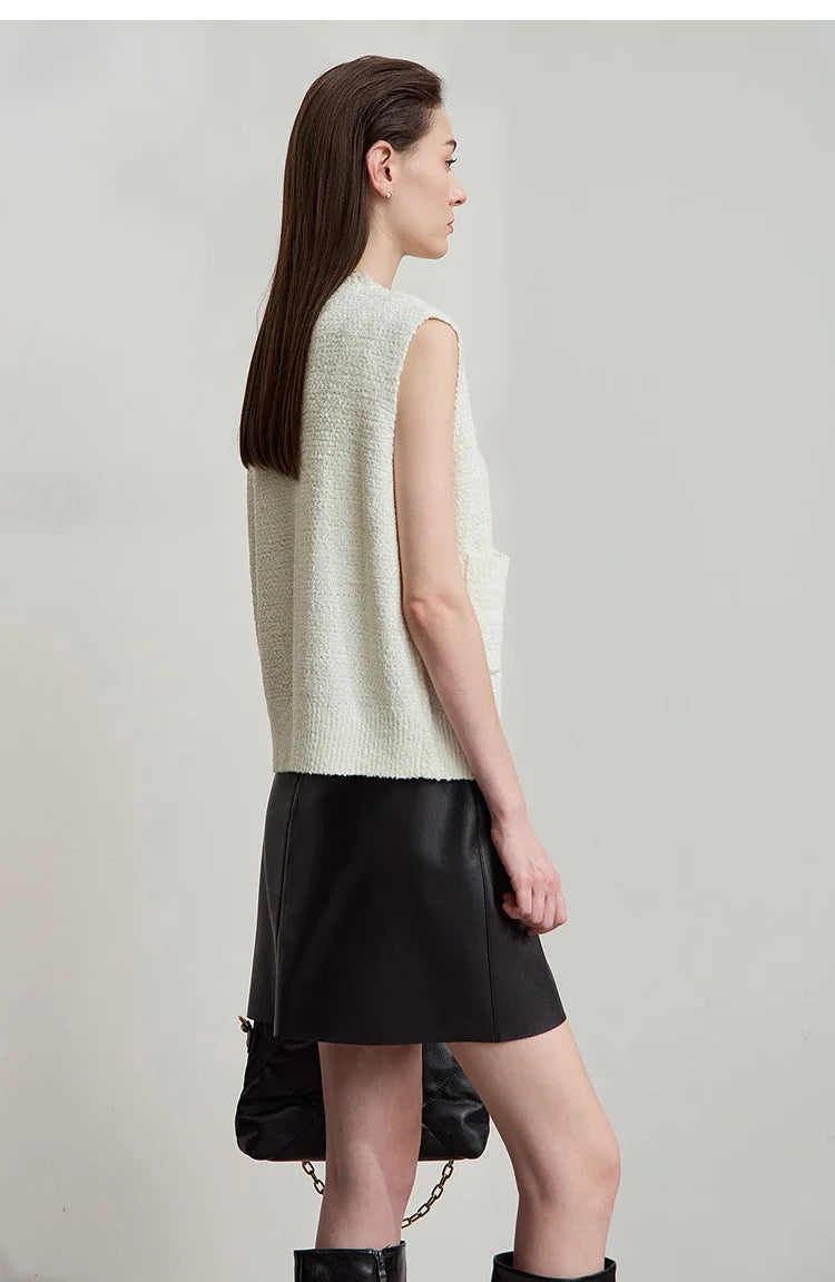Women's Vest 2025 Autumn New O-neck Elegant Retro Knitted Vest Women's Casual Versatile Loose Sleeveless Top Female12543082