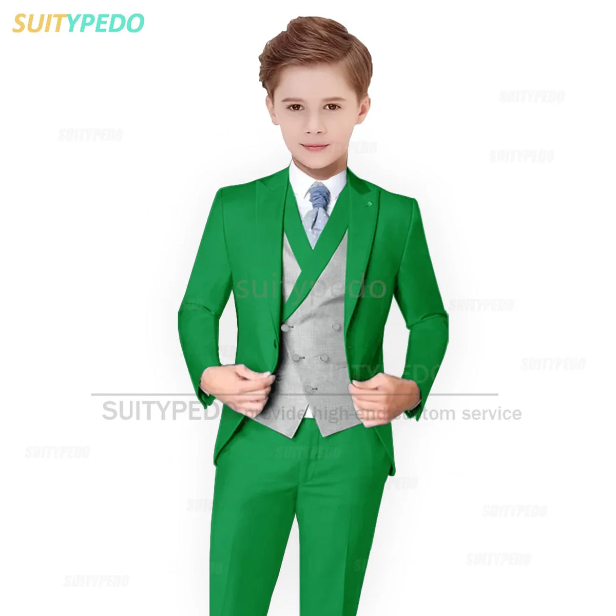 Big Boys Suit Sets Fashion Prom Elegant Blazer Vest Pants 3 Pieces Child Party Formal Outfits Luxury Flower Kids Wedding Tuxedos