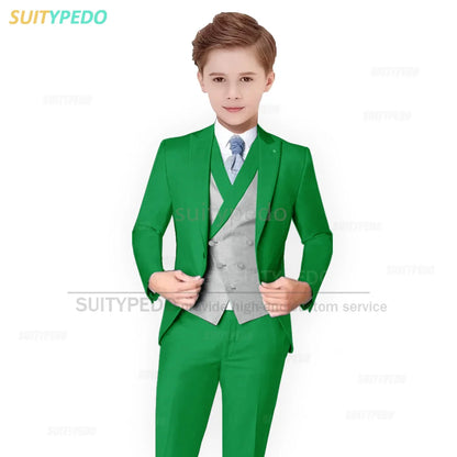 Big Boys Suit Sets Fashion Prom Elegant Blazer Vest Pants 3 Pieces Child Party Formal Outfits Luxury Flower Kids Wedding Tuxedos