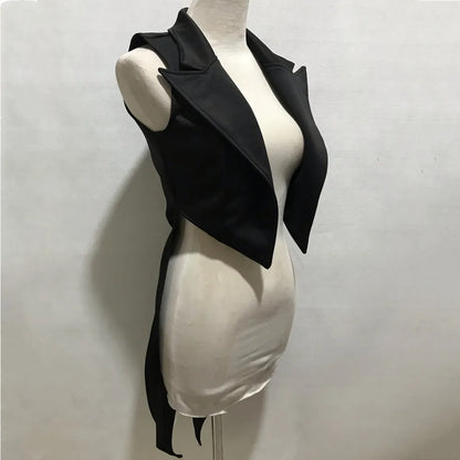 Swallow Tail Vest For Woman Nightclub Magician Stage Costume Festival Party Jazz Dance Sleeveless Tailcoat Waistcoat