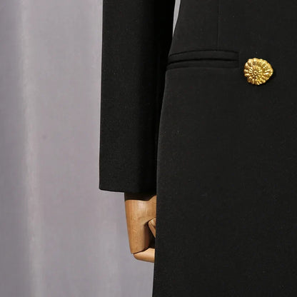 Women Chic Blazer Double Breasted Metal Button Decoration Elegant Trend Coat Office Lady High-End Jacket New Spring HK19942