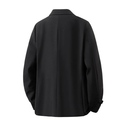 Men Suit Jacket Metal Buckle Designer Blazer Masculino Casual Man Dress Luxury Cool Black Chaquetas Hombre Elegantes Streetwear