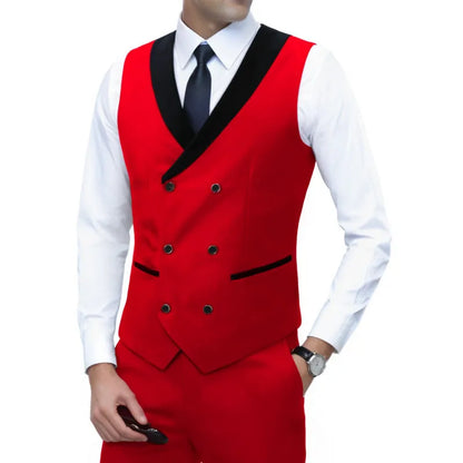 Men's Corduroy Vest Double-Breasted Slim Fit Waistcoat for Business Casual & Formal Occasions
