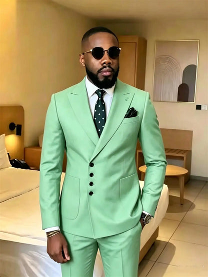 Slim Fit Men's Suits Single Breasted 2 Piece Jacket Pants Sets Wedding Formal Business Dinner Tuxedo High Quality Male Clothing