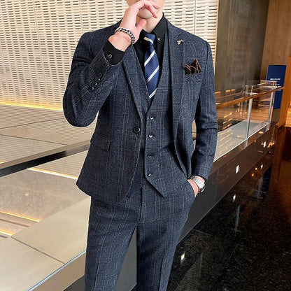 Men's 3-Piece Linen Suit – Smart Casual Big & Tall Formal Set