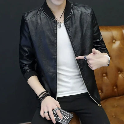 Brown Casual Men's Suit Jackets Trendy 2025 Korean Style Clothes Male Leather Blazer Single Models Luxury Designer Menswear Coat