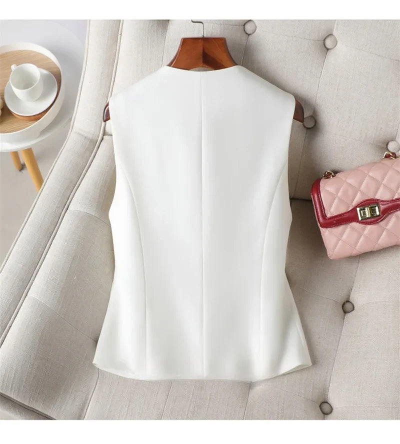 Women Vest Jacket 2026New Fashion Single Button Sleeveless Blazer Vest Coat Korean Slim Short Femme Waistcoat Tops Chaleco Mujer