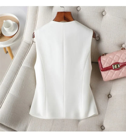 Women Vest Jacket 2026New Fashion Single Button Sleeveless Blazer Vest Coat Korean Slim Short Femme Waistcoat Tops Chaleco Mujer