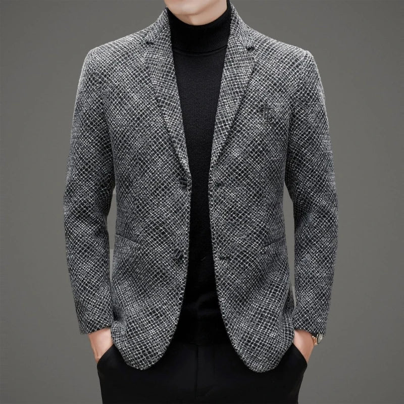 Men's Autumn Winter Thickened Business Casual Blazer Jacket Middle Aged Warm Outerwear