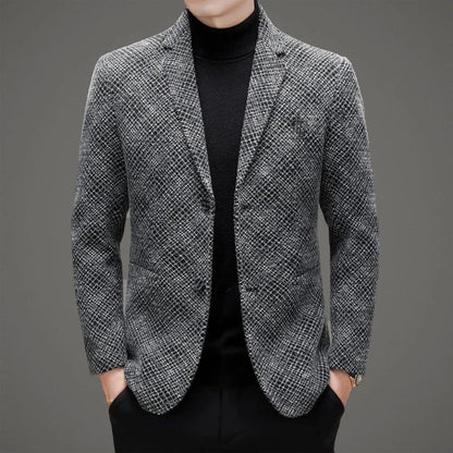 Men's Autumn Winter Thickened Business Casual Blazer Jacket Middle Aged Warm Outerwear