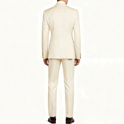  Men Suit 3 Pieces Beige With Lapel Solid For Business Banquet Wedding Groom Daily Tuxedo Office Suit Jacket Vest With Pants