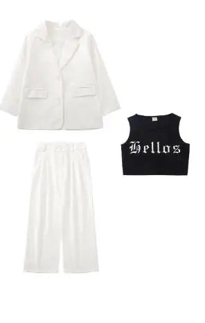 Hip Hop Boys Solid Suit Jacket Outfits Girls Loose Blazer Street Dance Pants Clothes Sets Children Streetwear Kids Jazz Costumes