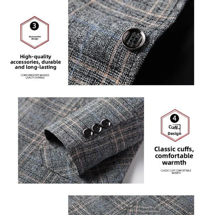 Blazer Men's Fashionable High-end Business-oriented Outdoor Gentleman's Trendy Checked Casual Wear for Hosting Weddings Blazer