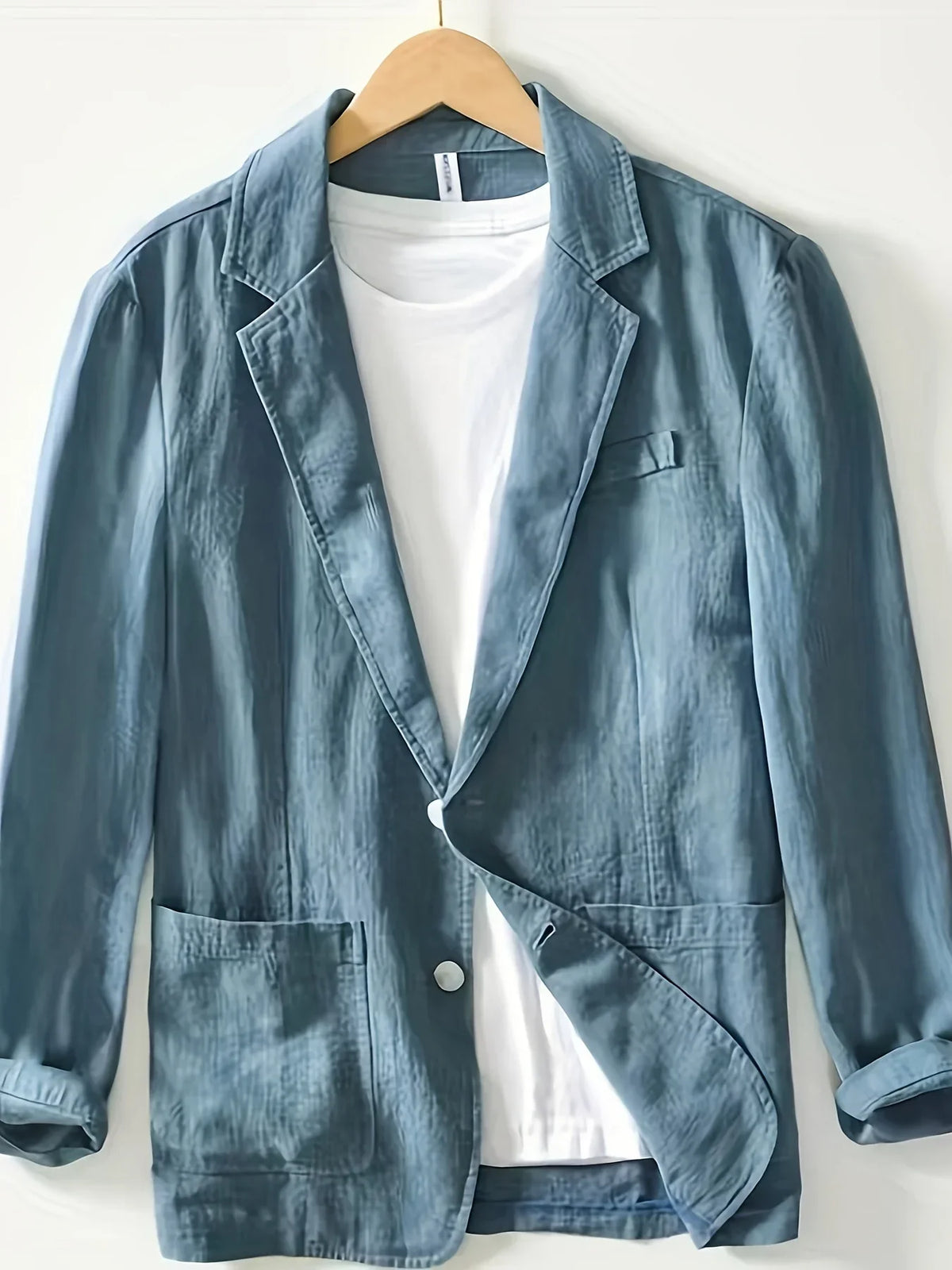 Cotton and Linen Blazer Men's Fashionable Business Casual Outdoor Versatile Travel Lightweight Loose-fitting Retro Style Blazer