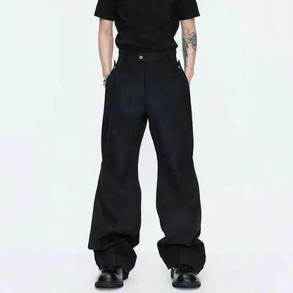 2026 Spring Patchwork Design Cross Collar Solid Color Casual Jacket Men Fashion Elegant Temperament Straight Pants JY6553