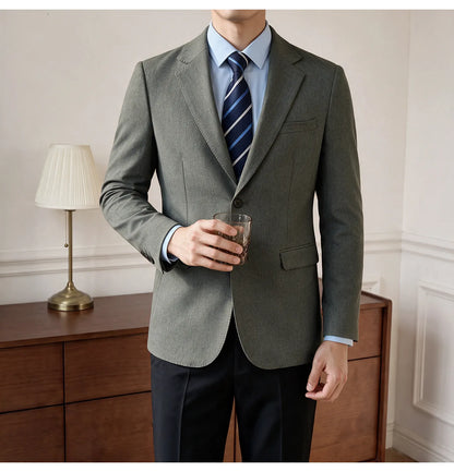 Men's Blazer Retro Texture Smart Casual Suit Lightweight Business Commuter Jacket