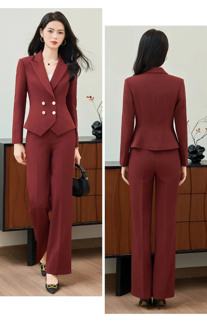 Fashionable professional women's clothing, high-quality two-piece pants + blazer, elegant temperament, beautiful charming
