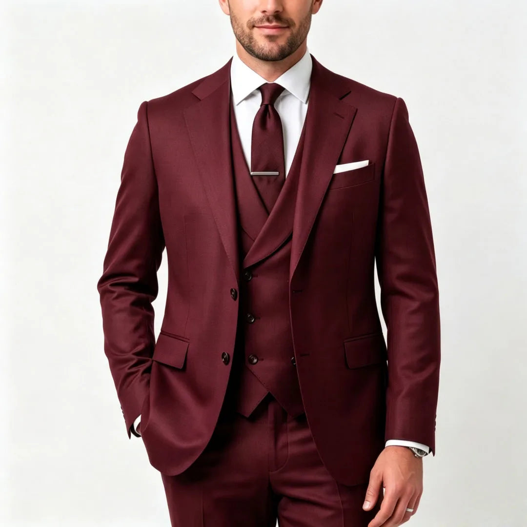 Men Suit Grass Green 3 Pieces With Lapel Solid For Wedding Groom Birthday Banquet Party Business Work Office Jacket Vest Pants