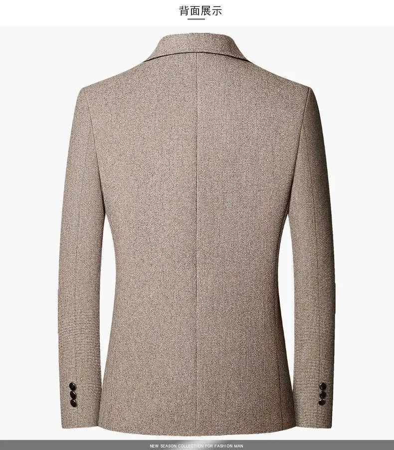 Blazer Men's Fashion Solid Color Wedding Dress Casual Host Gentleman Slim-Fitting Trendy Banquet Versatile Business Blazer