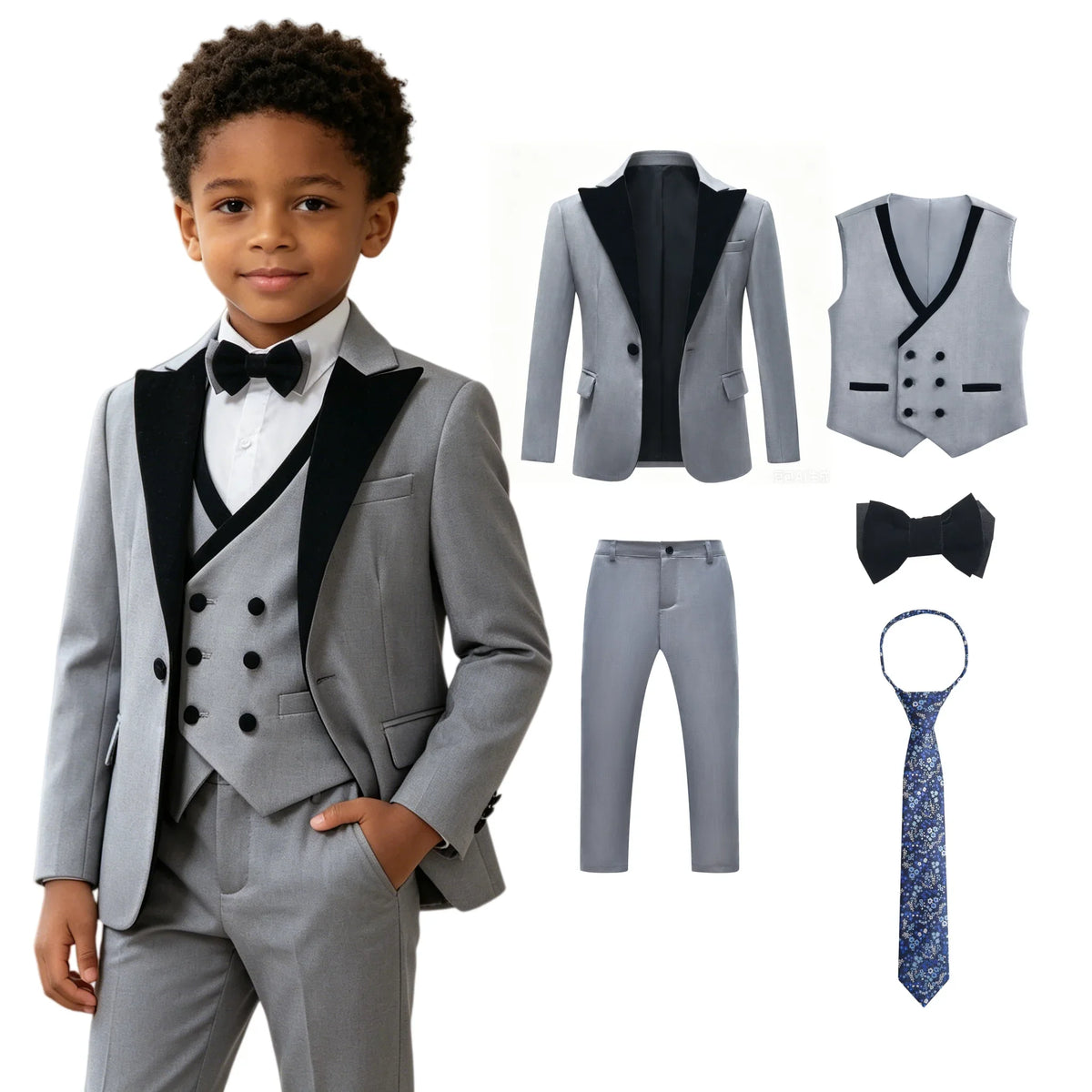 Boys Suit Set 3-Piece Formal Outfit for Kids Wedding Birthday Party Ages 3T–14T