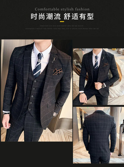 Men's 3-Piece Formal Suit Slim Fit Blazer Vest Pants for Wedding Business Smart Casual
